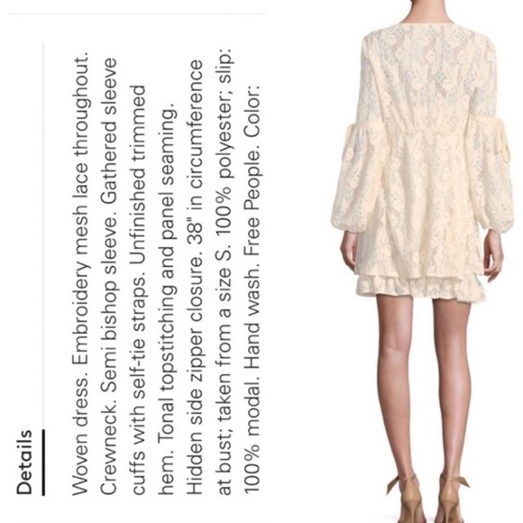Free People Ruby Cream Lace Mini Dress - Picture 4 of 16